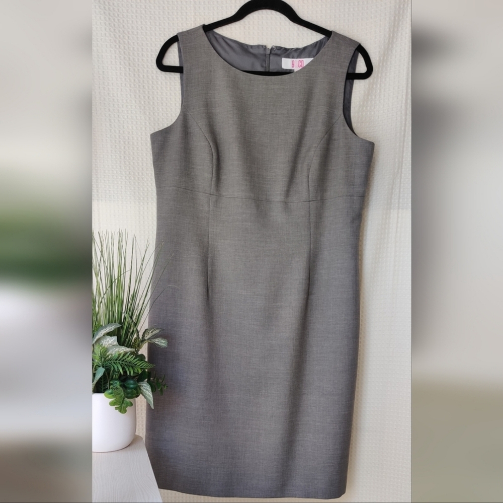 9 &Co. Women's Heather Gray Career Sleeveless Midi Sheath Dress Size 12